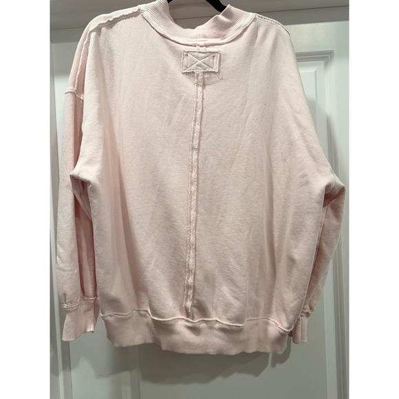 WE THE FREE Pink Mock Neck Ribbed Long Sleeve Oversized Sweatshirt Women S - Picture 7 of 10